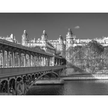 Lais Puzzle - Paris, Panorama im Herbst, die Bir-Hakeim-Brücke und schöne Pariser Gebäude, Blick auf die Seine in schwarz weiß - 1.000 Teile