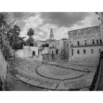 Lais Puzzle - Römisches historisches Theater, antikes Bauwerk Italiens in der alten historischen Stadt Lecce in schwarz weiß - 1.000 Teile