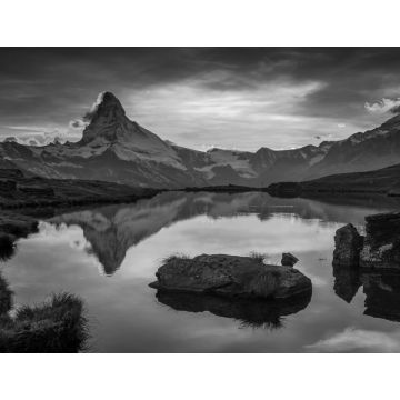 Lais Puzzle - Sonnenuntergang über dem Matterhorn, Zermatt, Schweiz in schwarz weiß - 1.000 Teile