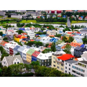Lais Puzzle - Reykjavik Stadt Vogelperspektive mit bunten Häusern, Island - 1.000 Teile