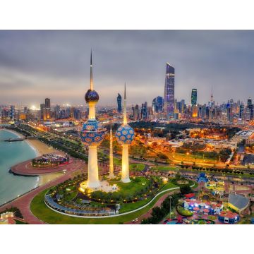Lais Puzzle - Kuwait Tower City Skyline leuchtet bei Nacht - 1.000 Teile