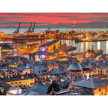 Lais Puzzle - Genua, Italien Stadtsilhouette am Hafen - 1.000 Teile