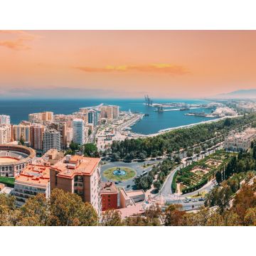 Lais Puzzle - Malaga, Spanien. Panorama Stadtlandschaft Höhenblick auf Malaga bei sonnigen Sommerabenden - 1.000 Teile