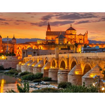 Lais Puzzle - Abendblick auf die Kathedrale mit römischer Brücke in Cordoba - Spanien - 1.000 Teile