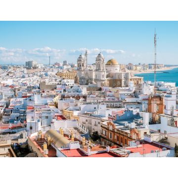 Lais Puzzle - Panoramasicht auf die Dächer der Altstadt und die Kathedrale von Santa Cruz am Nachmittag vom Turm Tavira in Cadiz, Andalusien, Spanien - 1.000 Teile