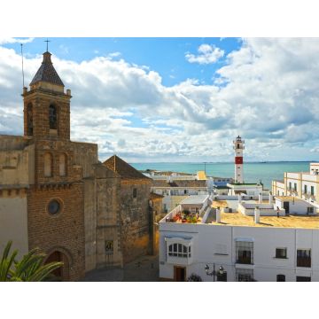 Lais Puzzle - Aussicht auf Rota mit der Kirche von O und dem Leuchtturm von Castillo de Luna (Schloss Luna). Provinz Cádiz Andalusien Spanien - 1.000 Teile