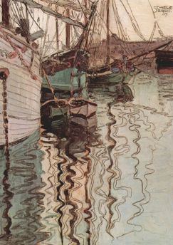 Lais Puzzle - Egon Schiele - Segelschiffe im wellenbewegtem Wasser (Der Hafen von Triest) - 1.000 Teile