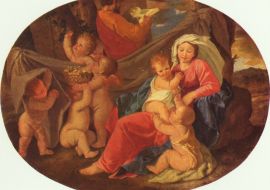 Lais Puzzle - Nicolas Poussin - Heilige Familie mit Engeln, Oval - 1.000 Teile