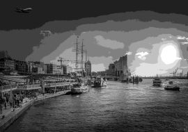 Lais Puzzle - Landungsbrücken Hamburg schwarz weiß - 1.000 Teile