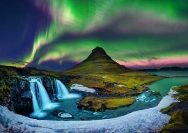 Lais Puzzle - Nordlicht, in Kirkjufell in Island mit Wasserfällen - 100, 200, 500 & 1.000 Teile