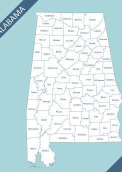 Lais Puzzle - Karte der Counties von Alabama - 100, 200, 500 & 1.000 Teile