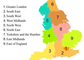 Lais Puzzle - Bunte Karte von England mit Umriss auf weißem Hintergrund - 100, 200, 500 & 1.000 Teile