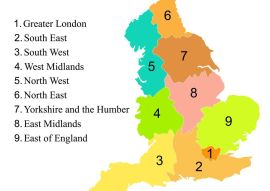 Lais Puzzle - Bunte Karte von England mit Umriss auf weißem Hintergrund - 500 & 1.000 Teile