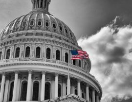 Lais Puzzle - US Flagge vor Kapitol in schwarz weiß, Washington D.C., USA - 40 Teile