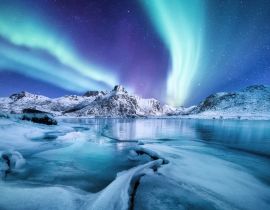 Lais Puzzle - Aurora borealis / Nordlicht auf den Lofoten, Norwegen - 40 Teile