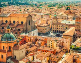 Lais Puzzle - Luftbild des Stadtbildes des Platzes Piazza Maggiore und der Kirche San Petronio in der Stadt Bologna - 40 Teile
