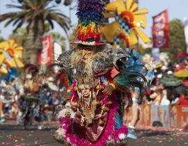 Lais Puzzle - Tobas-Tänzer in traditioneller Andenkostüm beim jährlichen Karneval Andino con la Fuerza del Sol in Arica, Chile. - 40 Teile
