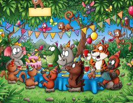 Lais Puzzle - Tierische Freunde feiern Geburtstag im Dschungel - 40 Teile