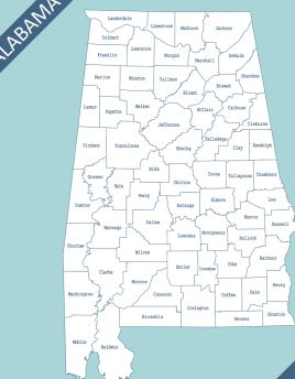 Lais Puzzle - Karte der Counties von Alabama - 40 Teile