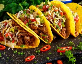Lais Puzzle - Mexikanisches Essen - köstliche Taco-Schalen mit Rinderhackfleisch und hausgemachter Salsa - 40 Teile