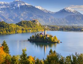 Lais Puzzle - Panoramablick auf den Bleder See vom Berg Osojnica, Slowenien - 40 Teile