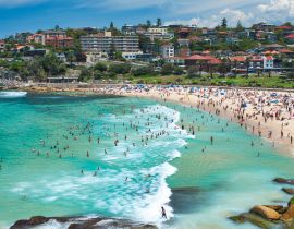 Lais Puzzle - Panoramablick auf den überfüllten Bronte Beach, Sydney Australien - 40 Teile