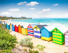 Lais Puzzle - Schöne Badehäuser am weißen Sandstrand von Brighton Beach, Victoria, Australien - 40 Teile