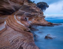 Lais Puzzle - Painted Cliffs im Maria Island National Park, Tasmanien, Australien. Erodierte Schichten aus Eisenoxid bilden interessante Muster in der Küstenlinie - 40 Teile