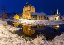 Lais Puzzle - Burg Falkenberg in der blauen Stunde mit spiegelung - 100, 200, 500 & 1.000 Teile