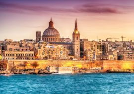 Lais Puzzle - Valletta, Malta: Skyline vom Marsans Harbour bei Sonnenuntergang. Die Kathedrale - 100, 200, 500 & 1.000 Teile