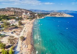 Lais Puzzle - Blick von oben auf den Strand von Tolo oder "Psili Ammos" von den beliebtesten Touristenorten von Argolida auf dem Peloponnes, Griechenland - 100, 200, 500 & 1.000 Teile