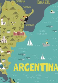 Lais Puzzle - Illustrationskarte von Argentinien mit Natur, Tieren und Landmarken - 100, 200, 500, 1.000 & 2.000 Teile