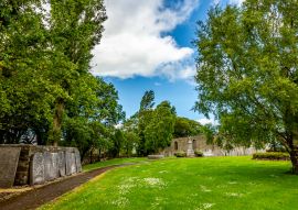 Lais Puzzle - Garten mit grünem Gras, Bäumen und einem Weg auf dem Abbey Graveyard im Dorf Athlone, einem wunderschönen sonnigen Frühlingstag in der Grafschaft Westmeath, Irland - 100, 200, 500 & 1.000 Teile