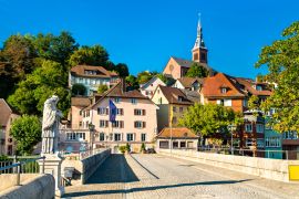 Lais Puzzle - Brücke von Laufen über den Rhein in Laufenburg, Schweiz und Deutschland - 2.000 Teile