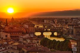 Lais Puzzle - Florenz, Fluss Arno und Ponte Vecchio bei Sonnenuntergang, Italien - 2.000 Teile