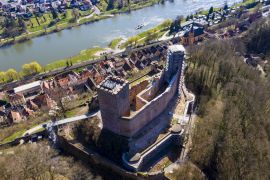 Lais Puzzle - Luftaufnahme, Henneburg, Stadtprozelten, hinter Faulbach, Spessart, Franken, Bayern - 2.000 Teile