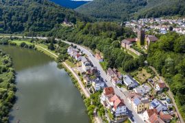 Lais Puzzle - Luftbild des Vierburgenecks bei Neckarsteinach, Baden-Württemberg, Deutschland - 2.000 Teile