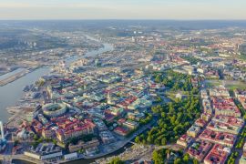 Lais Puzzle - Göteborg, Schweden. Panorama der Stadt zentralen Teil der Stadt. Sonnenuntergang - 2.000 Teile