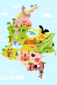 Lais Puzzle - Helle illustrierte Landkarte von Kolumbien - 2.000 Teile