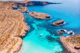 Lais Puzzle - Panorama Strand Blaue Lagune Comino Malta. Luftaufnahme - 2.000 Teile