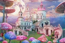 Lais Puzzle - Fantasie, Landschaft mit Pilzen und Schloss, Alice im Wunderland - 2.000 Teile