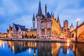 Lais Puzzle - Gent, Belgien. Mittelalterliche Gebäude mit Blick auf den Graslei-Hafen am Fluss Leie. - 2.000 Teile