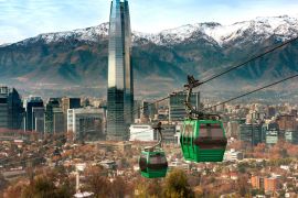 Lais Puzzle - Seilbahn in San Cristobal Hügel, mit Blick auf einen Panoramablick auf Santiago de Chile - 2.000 Teile