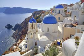 Lais Puzzle - Stadtbild mit Kirchen am Hang mit Blick auf Caldera, Oia, Santorin, Thira, Kykladen, Ägäische Inseln, Ägäisches Meer, Griechenland, Europa - 2.000 Teile