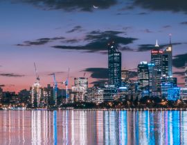 Lais Puzzle - Stadtlicht mit Sonnenuntergang und Mondaufgang zusammen in Perth - 40, 100, 200, 500, 1.000 & 2.000 Teile