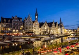 Lais Puzzle - Malerische mittelalterliche Gebäude mit Blick auf den "Graslei-Hafen" am Fluss Leie in der Stadt Gent, Belgien, Europa - 1.000 Teile