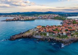 Lais Puzzle - Luftaufnahme der bulgarischen Stadt Sozopol bei Sonnenuntergang - 1.000 Teile