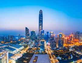 Lais Puzzle - Skyline-Szenerie bei Sonnenuntergang in Futian CBD, Shenzhen, China - 40, 100, 200, 500, 1.000 & 2.000 Teile