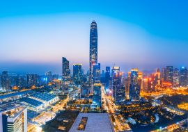 Lais Puzzle - Skyline-Szenerie bei Sonnenuntergang in Futian CBD, Shenzhen, China - 1.000 Teile