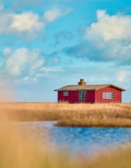 Lais Puzzle - Alte rote Hütte am Limfjord in Dänemark an einem sonnigen Tag - 40, 100, 200, 500, 1.000 & 2.000 Teile